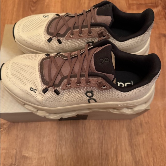 On Running Cream and Brown Cloudtilt Athletic Shoes - Picture 2 of 9